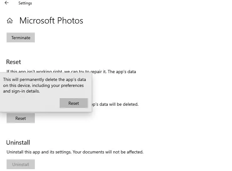 重置Microsoft照片應用