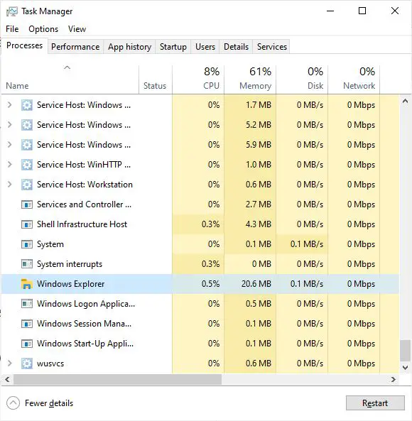 重新啟動Windows File Explorer