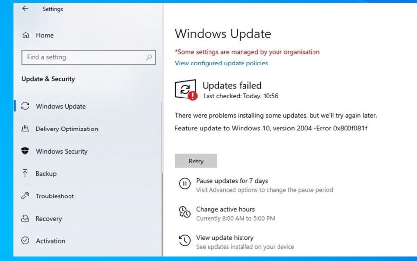 解決：無法安裝Windows 10版本20H2功能更新