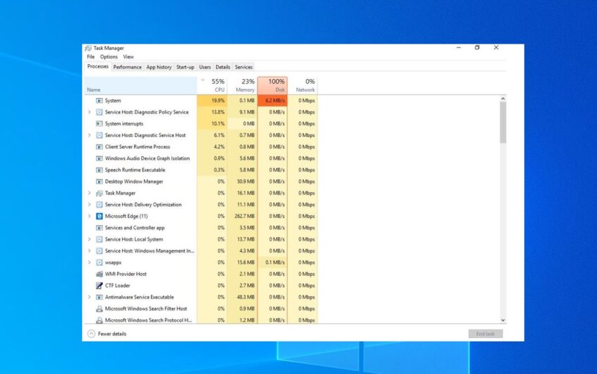 Windows更新後的Windows 10高CPU使用率和100％磁盤使用率