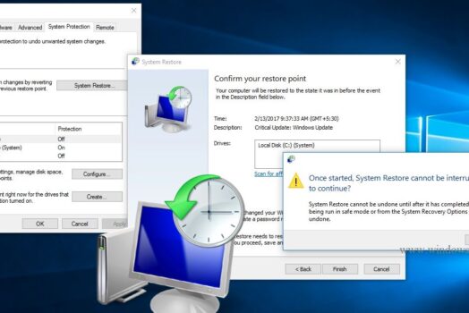 Как да активирате и изпълните точка за възстановяване на системата в Windows 10
