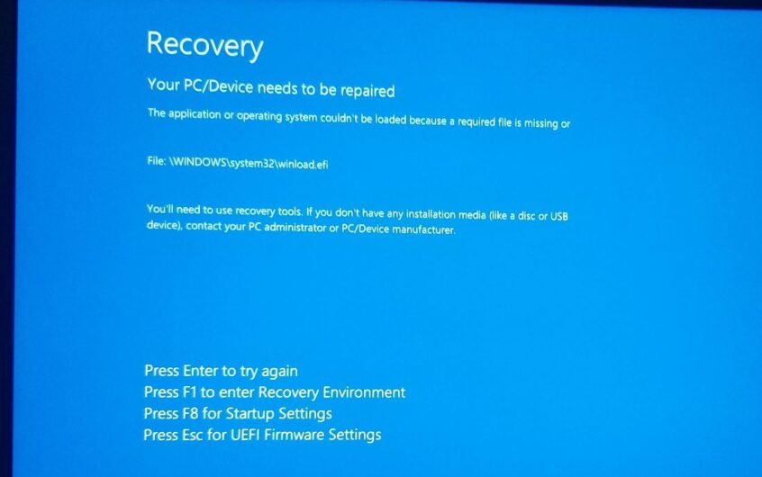 解決了Windows 10啟動錯誤0x0000c225“ Winload.efi丟失或損壞”