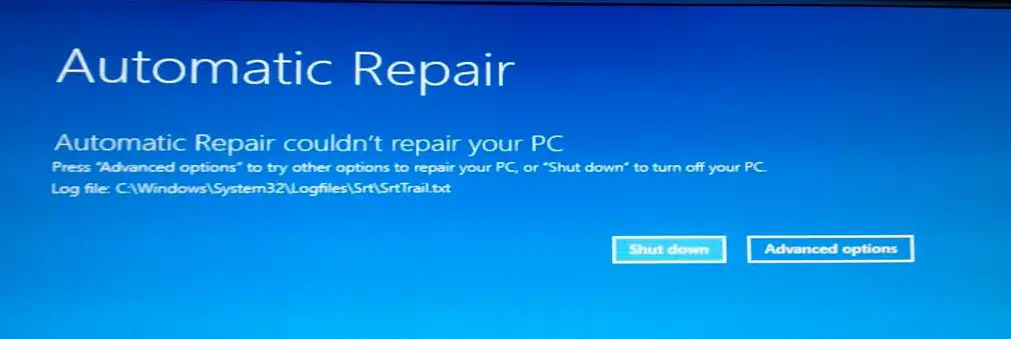 自動修復無法修復您的電腦