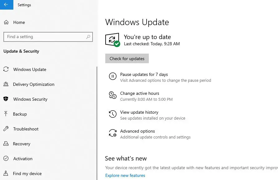 檢查更新Windows 10