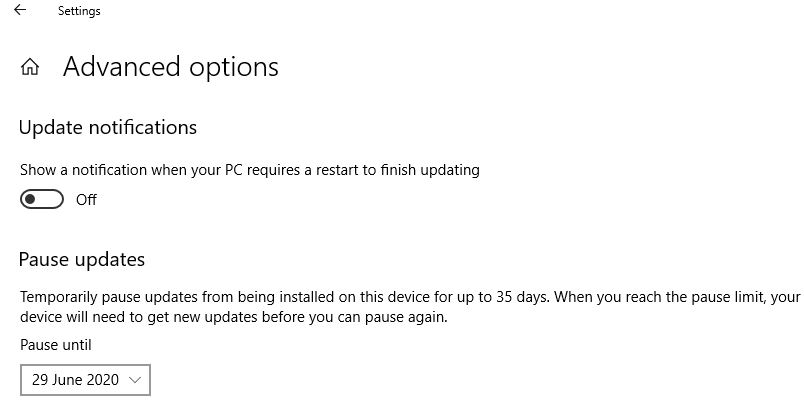 暫停Windows 10更新