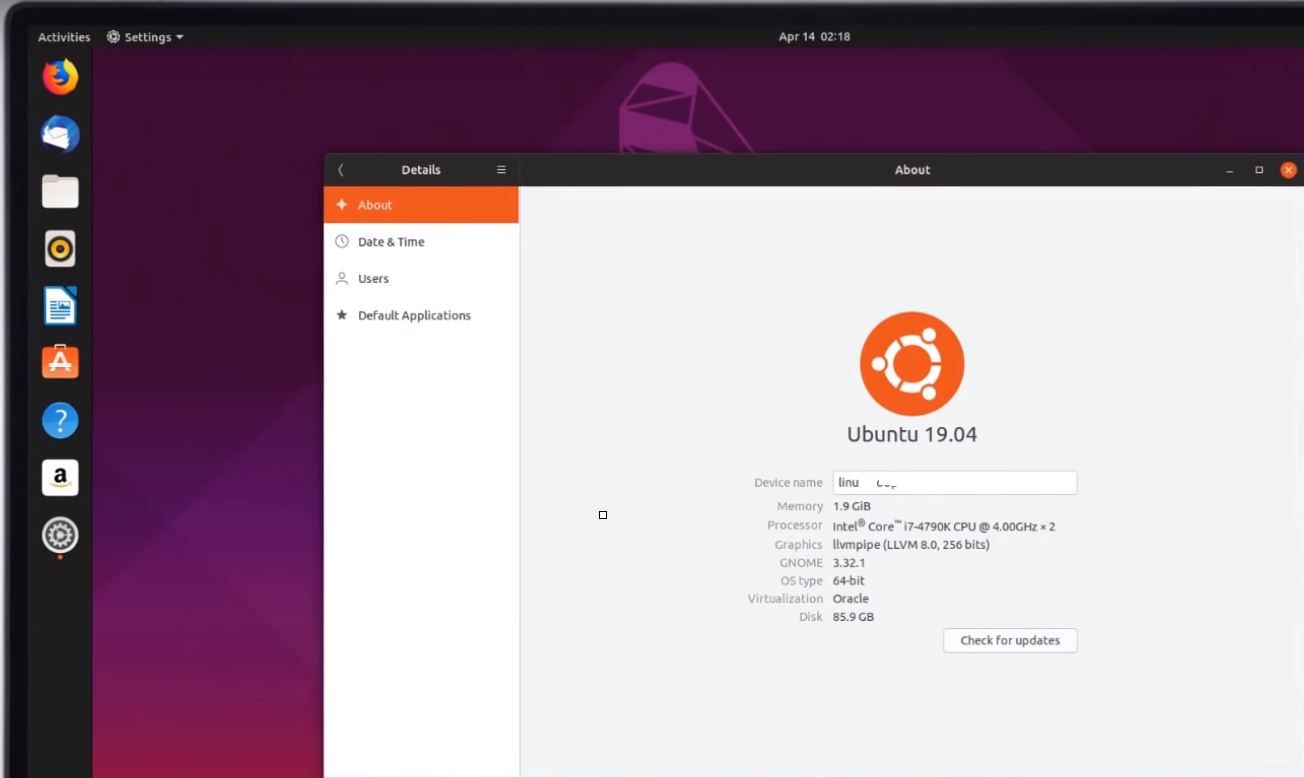 Ubuntu 19.4'Disco Dingo