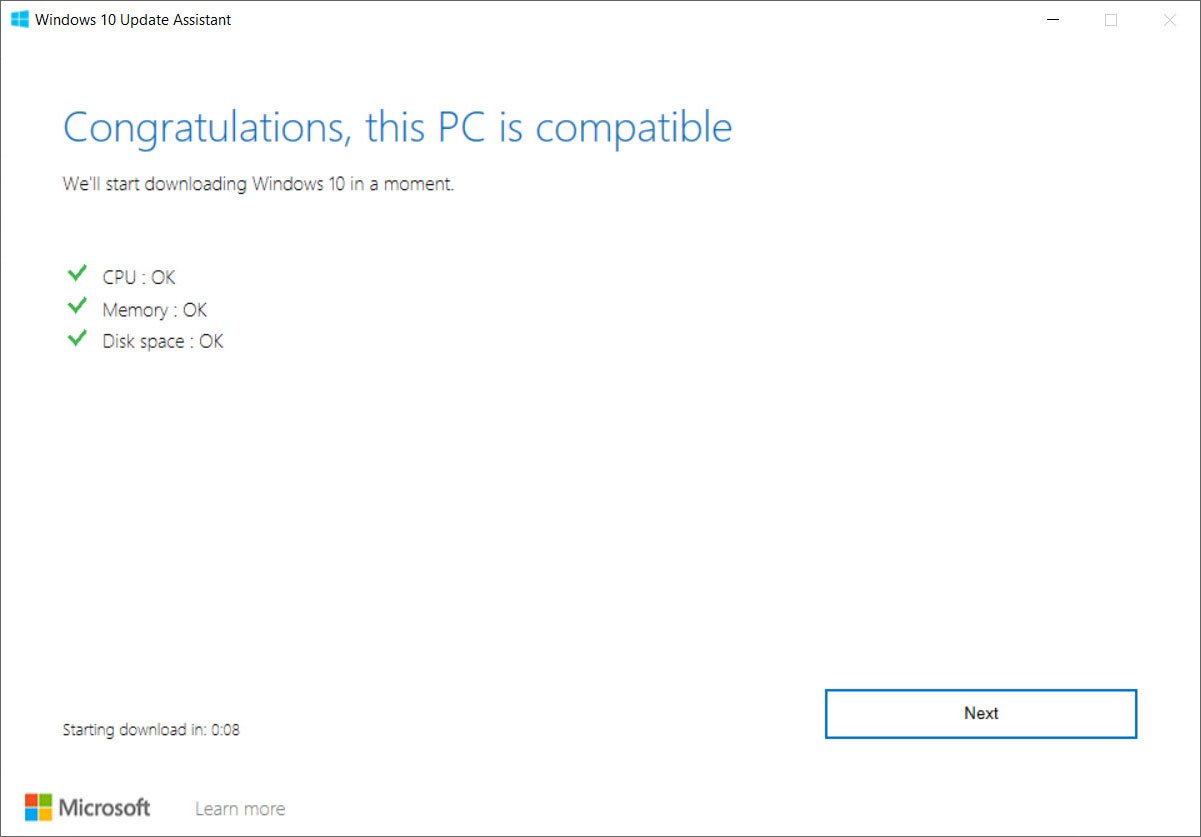 Windows 10更新助手兼容性