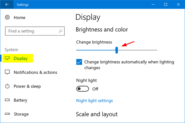 更改Windows 10的亮度