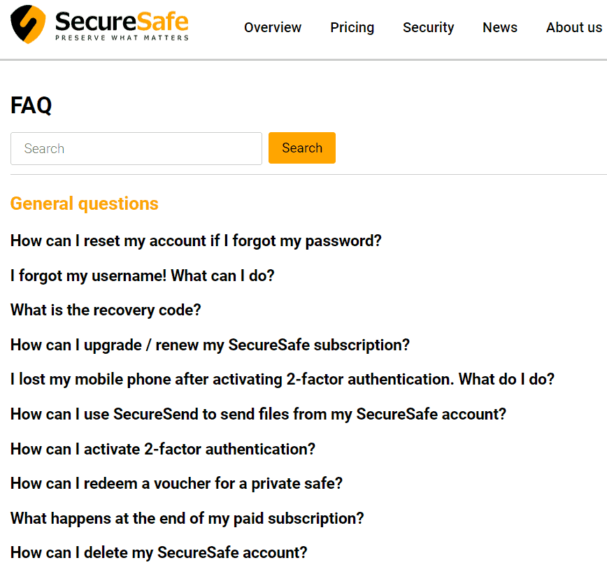 SecureSafe評論常見問題解答