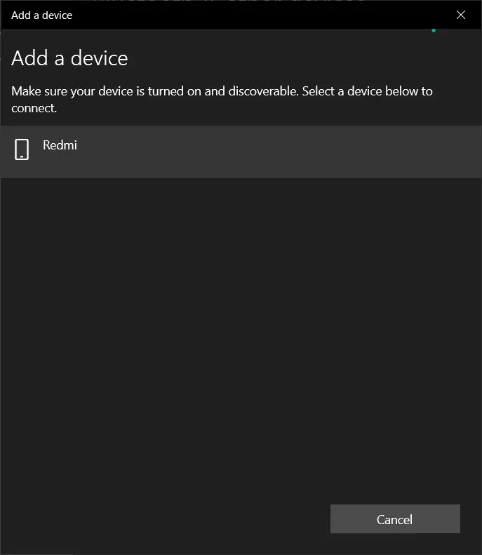 紅米可以在 Windows 10 藍牙中發現