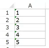 在 Excel 中將文本轉換為數字 - 綠色三角形