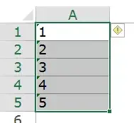 在 Excel 中將文本轉換為數字 - 選擇單元格 綠色三角形