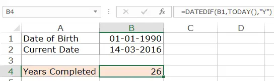 Excel DATEDIF 函數 - 計算年數