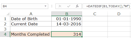 Excel DATEDIF 函數 - 計算月數