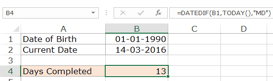 Excel DATEDIF 函數 - 示例 9