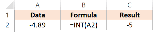 Excel INT 函數 - 示例 2