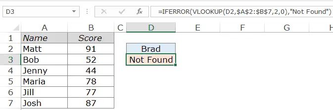 Excel Vlookup 示例 - 未找到處理錯誤