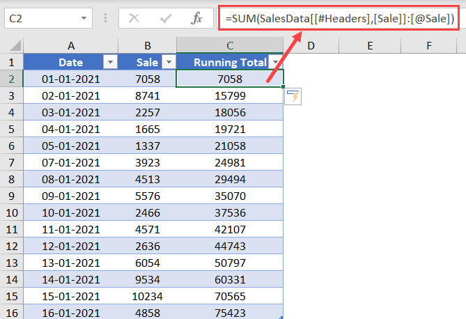 Excel表格公式計算運行總計