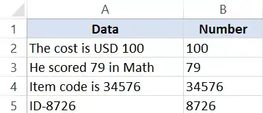 從 Excel 中的字符串中提取數字 - 數據