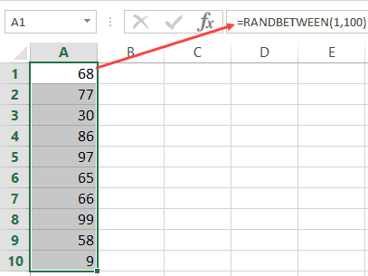 在 Excel 中生成隨機數 - Randbetween