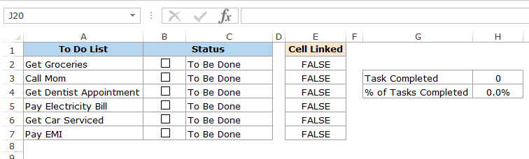 使用 Excel 中的複選框列出待辦事項