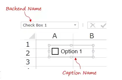 在 Excel 中插入複選框 - 標題和後端名稱