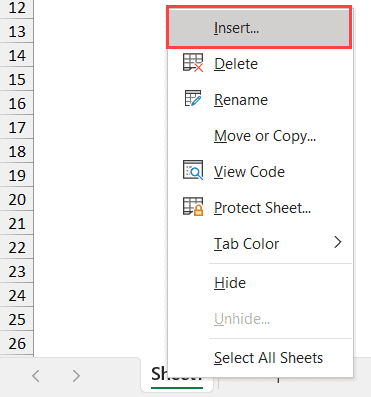 Faites un clic droit et cliquez sur Insérer un tableau