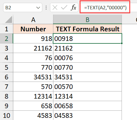 Резултат от формула TEXT