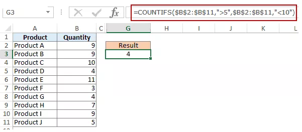 在 Excel COUNTIFS 函數中使用多個條件 - 條件之間