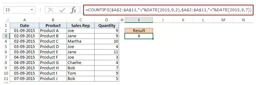 Excel COUNTIF 函數中使用多個條件 - 前後日期條件