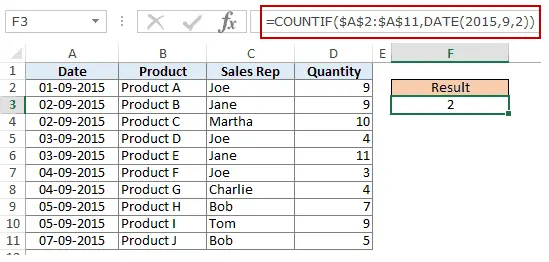 Excel COUNTIF 函數 - 使用多個日期條件
