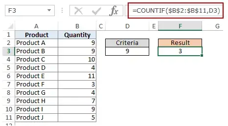 在 Excel 函數中使用多個條件 - 數字等於