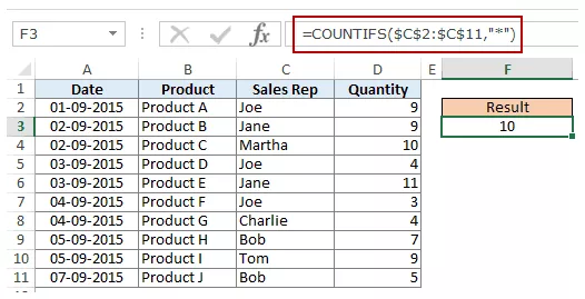 在 Excel COUNTIF 函數中使用多個條件 - 通配符計數文本