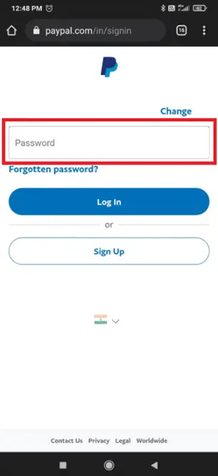 輸入您的 PayPal 帳戶的密碼。