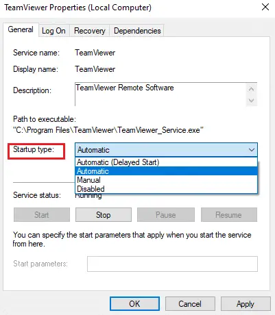 如果服務狀態為正在運行，請停止一段時間，然後重新啟動。 修復 Teamviewer 在 Windows 10 中無法連接的問題