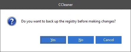在下一個提示中，單擊是以備份註冊表。 修復 0x80004002 Windows 10 不支持此類接口