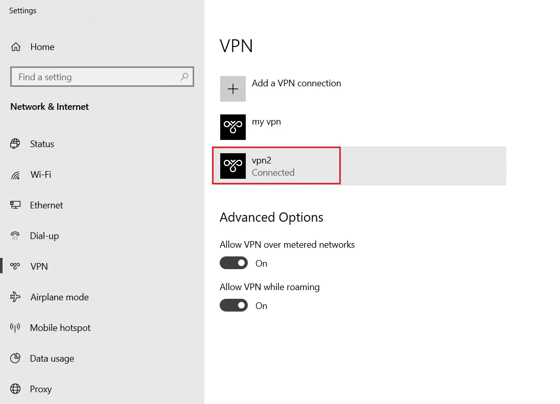 在 VPN 設置中選擇 VPN。 修復 Uplay 不可用問題