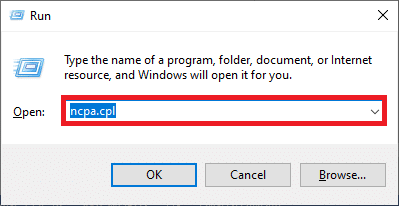 鍵入 ncpa.cpl 命令並按 Enter。 修復您的連接在 Microsoft Edge 中被中斷