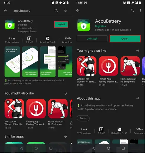 Google Play 商店中的 AccuBattery 應用程序