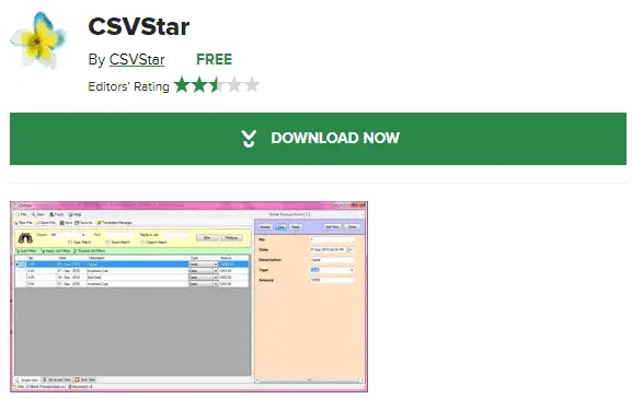 CSVStar 的下載頁面。 適用於 Windows 的最佳 CSV 編輯器
