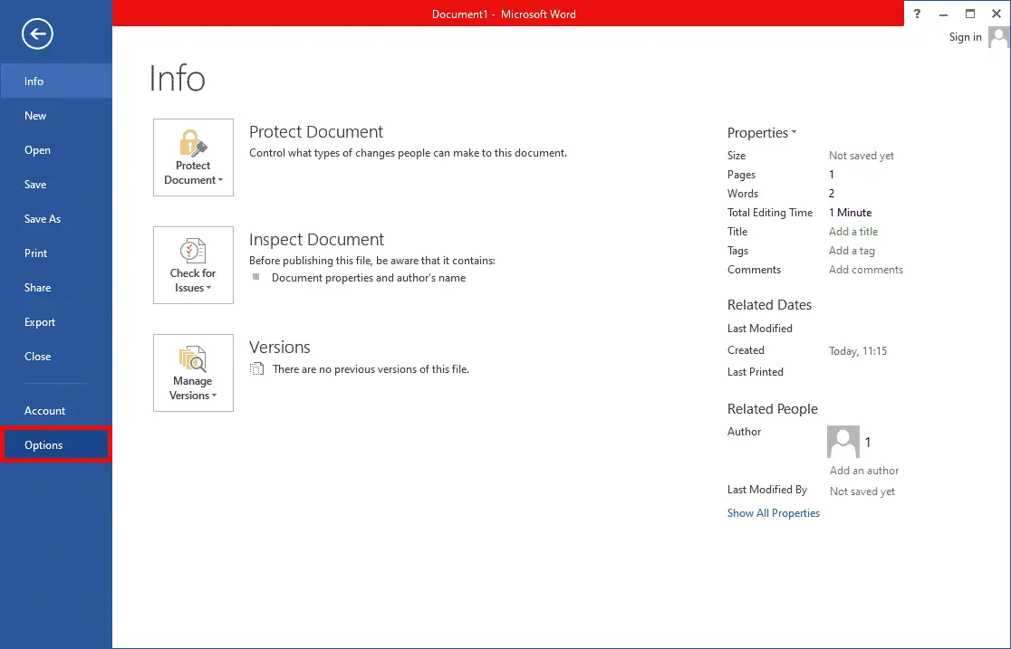 文件菜單，選項。 如何打開 Microsoft Outlook 暗模式