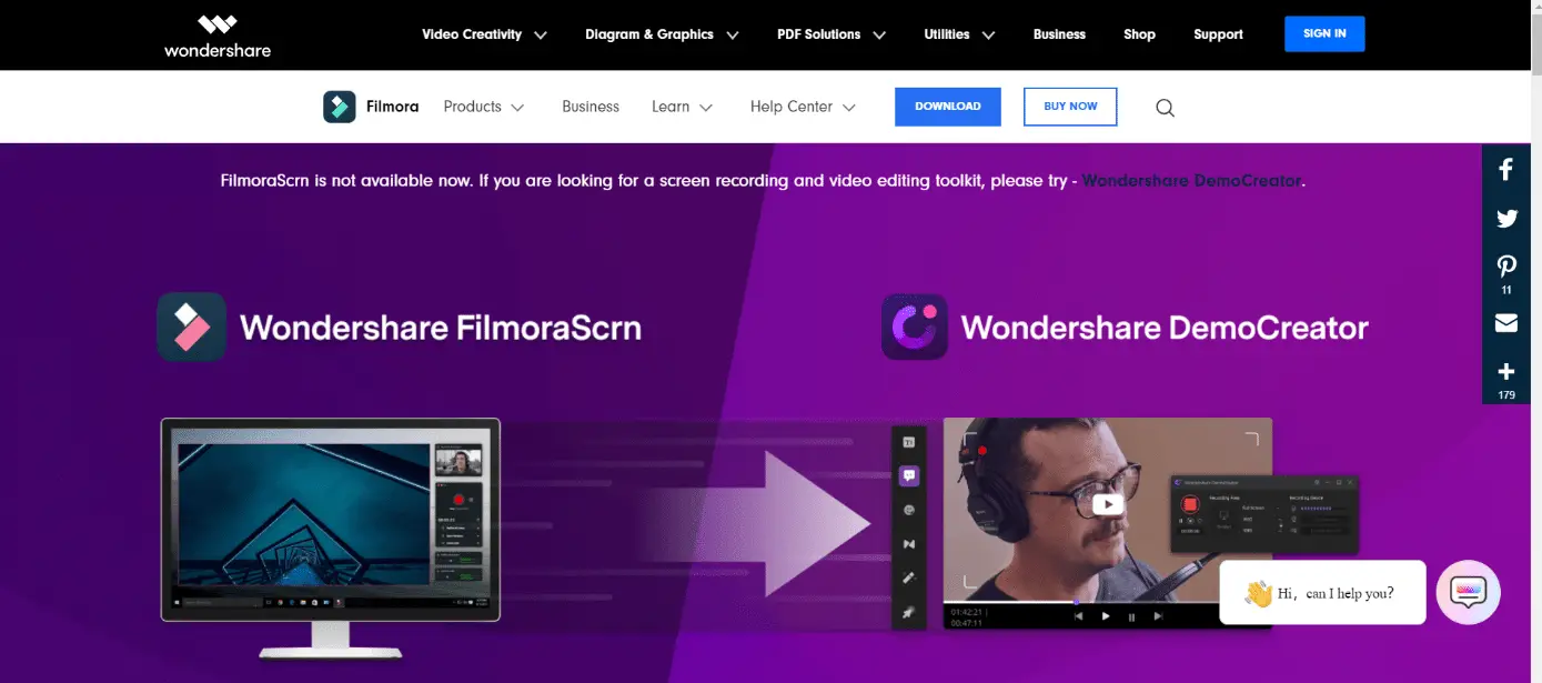 Filmora Scrn。 適用於 PC 的最佳免費屏幕錄像機