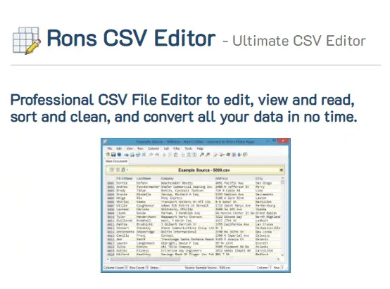 Rons CSV 編輯器的官方網站。 適用於 Windows 的最佳 CSV 編輯器