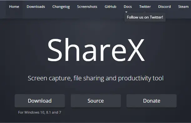ShareX 官方網站。 適用於 PC 的最佳免費屏幕錄像機