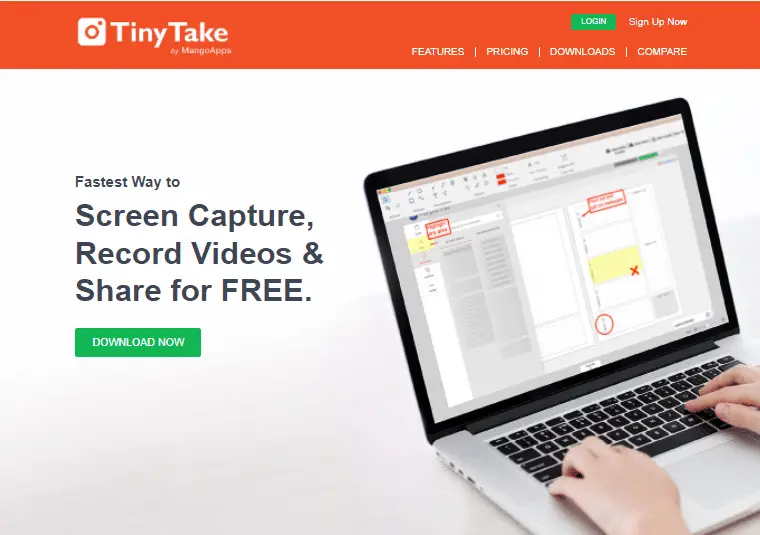 TinyTake 的官方網站。 適用於 PC 的最佳免費屏幕錄像機