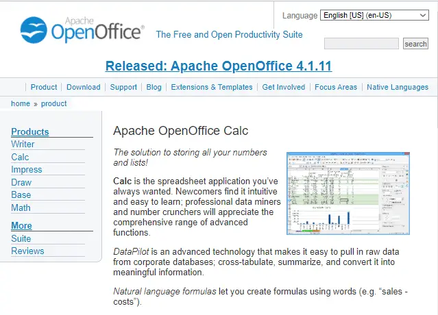 Apache OpenOffice Calc 官方網站