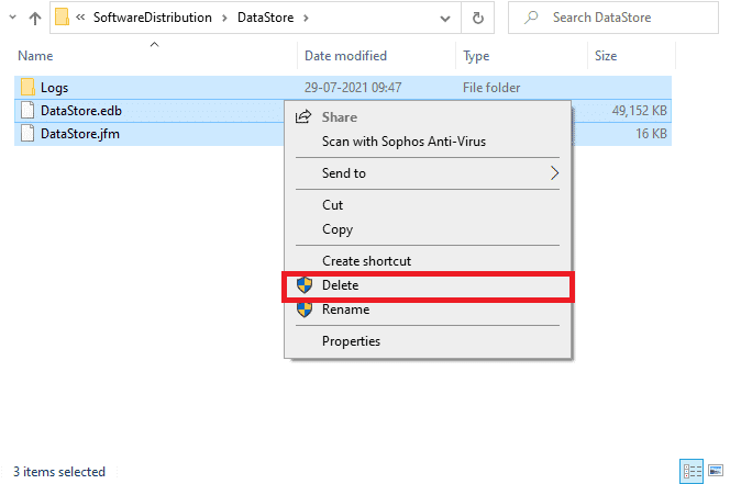 右鍵單擊並選擇刪除以刪除所有文件和文件夾。