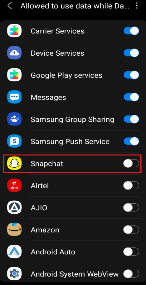 搜索 Snapchat 以使其免於數據保護程序並將其打開