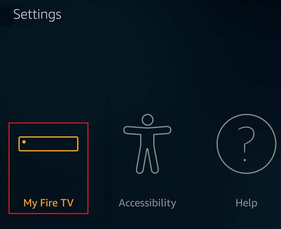 在 amazon firestick 中選擇 My Fire TV 選項。 修復屏幕鏡像 Amazon Firestick 問題
