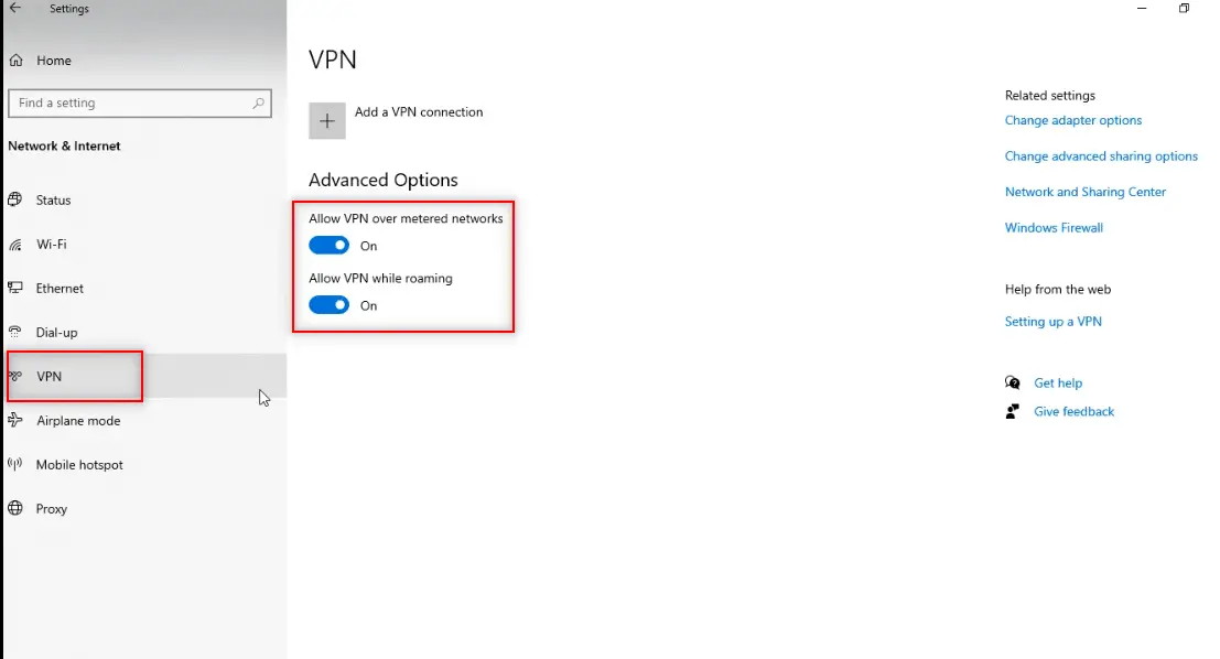 選擇 VPN 並關閉所有 VPN 服務